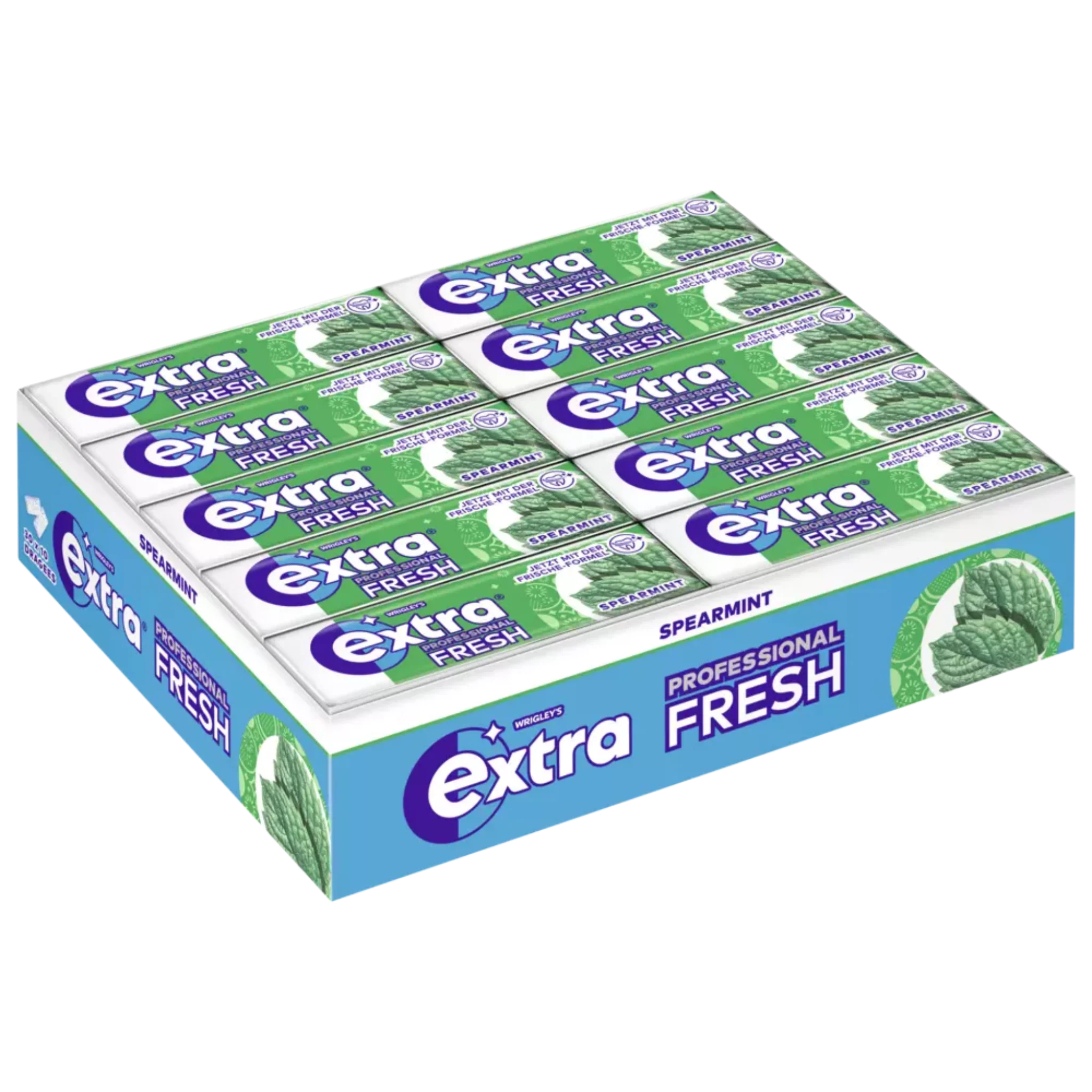 Extra Fresh Professional Kaugummi – Spearmint | Frischer Kaugummi mit mildem Spearmint-Geschmack für anhaltende Erfrischung.