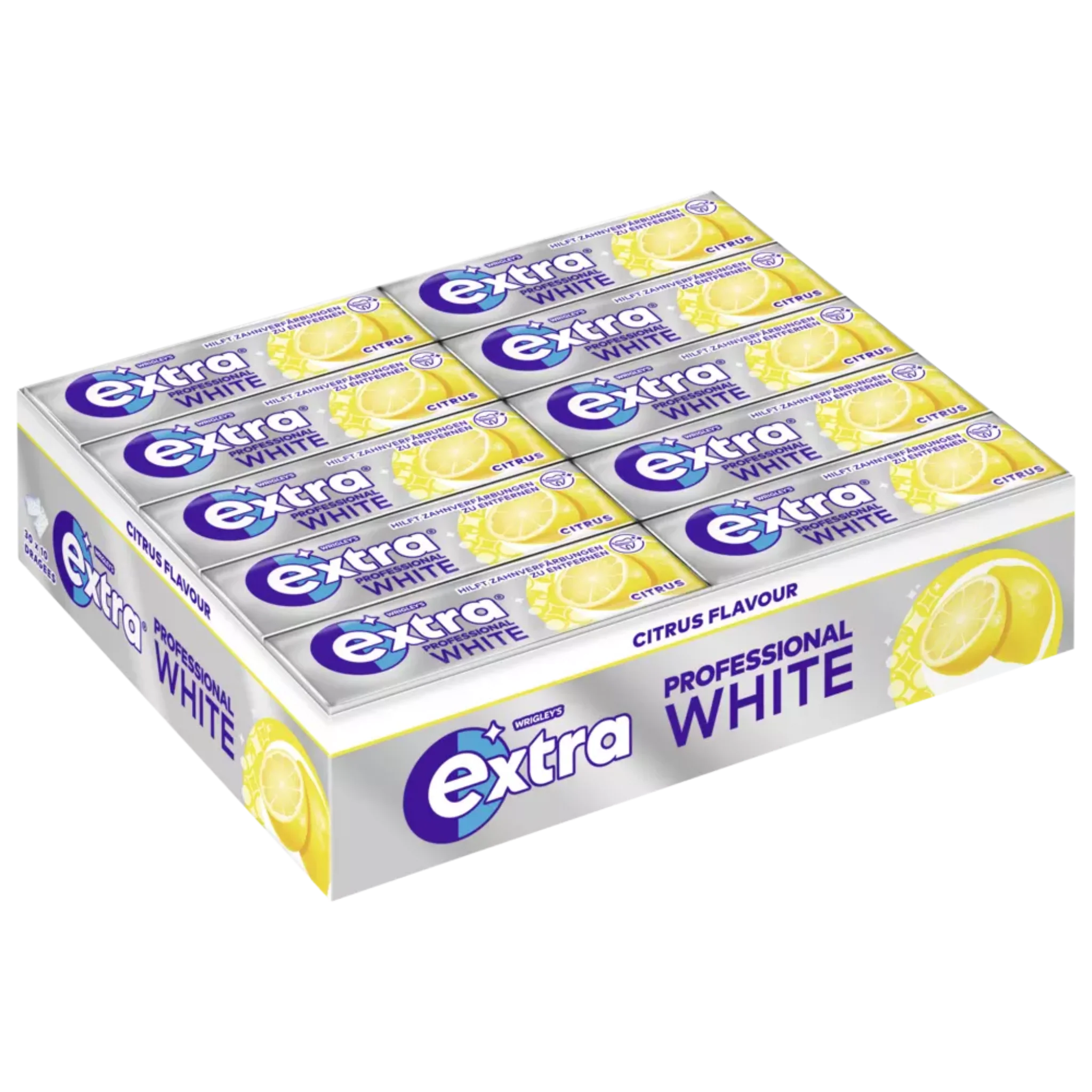 Extra Professional White Citrus Kaugummi | Erfrischender Kaugummi mit spritzigem Zitrusgeschmack für einen belebenden Genuss.