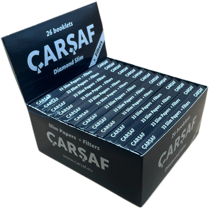 Carsaf Diamond Slim + Filter – 26er Pack | Praktische Zigarettenblättchen mit Filter für eine sanfte und langanhaltende Frische